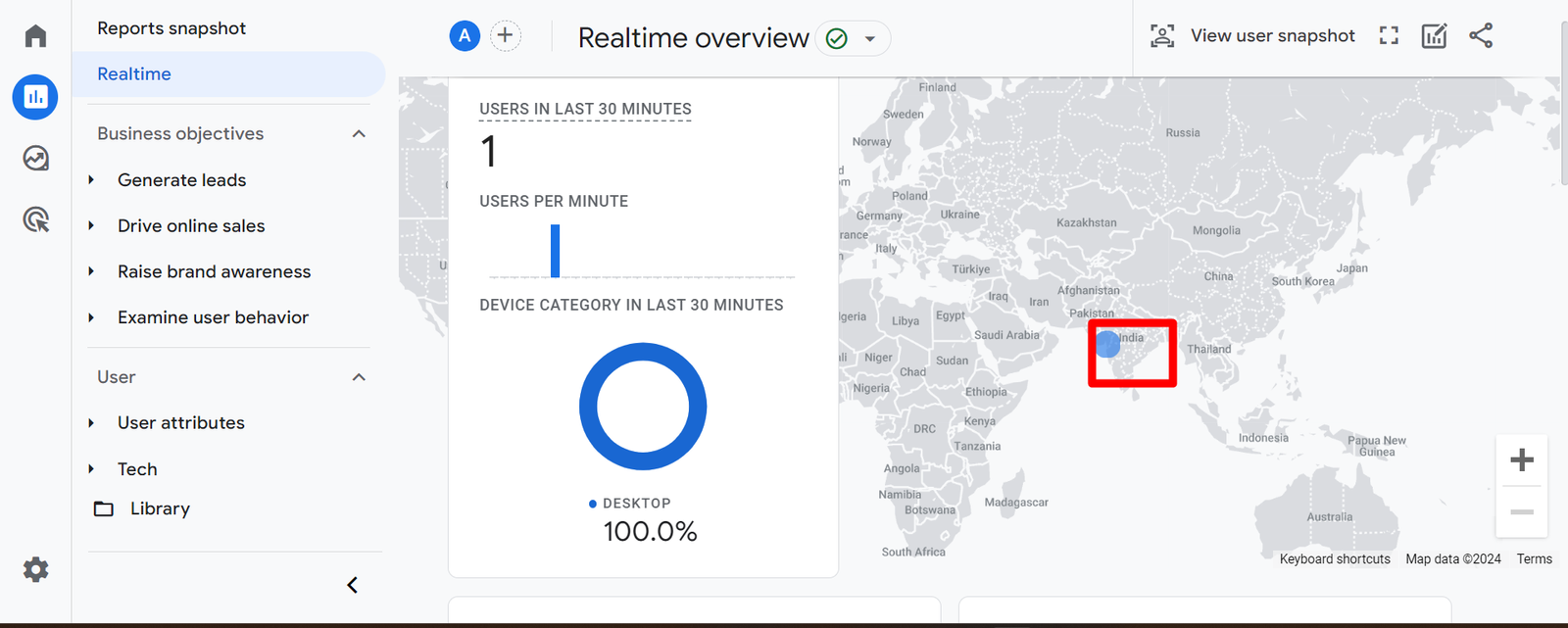 RealTime report in GA4