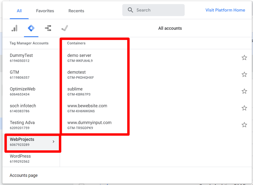 multiple containers in gtm